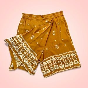 Vintage 90s Golden Silk High Waisted Skort L/XL